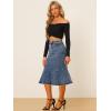 imageAllegra K Womens Ruffle Denim Skirt Midi Bodycon High Waist Fishtail Jean SkirtsBlue Gray