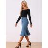 imageAllegra K Womens Ruffle Denim Skirt Midi Bodycon High Waist Fishtail Jean SkirtsSky Blue