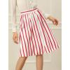 imageAllegra K Womens Striped Button Front Elastic Back Waist ALine Midi SkirtRed