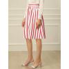 imageAllegra K Womens Striped Button Front Elastic Back Waist ALine Midi SkirtRed