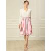 imageAllegra K Womens Striped Button Front Elastic Back Waist ALine Midi SkirtRed