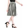 imageAllegra K Womens Striped Button Front Elastic Back Waist ALine Midi SkirtWhite Black