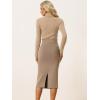 imageAllegra K Womens Sweater Skirts Ribbed Knit Elastic High Waist Stretchy Slit Casual Office Pencil Midi SkirtKhaki