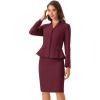imageAllegra K 2 Piece Skirt Sets for Women Long Sleeve Blazer and Pencil Skirt Business SuitsBurgundy