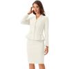 imageAllegra K 2 Piece Skirt Sets for Women Long Sleeve Blazer and Pencil Skirt Business SuitsCream White
