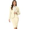imageAllegra K 2 Piece Suit Skirt Sets for Women Blazer and Pencil Skirts Formal Office Business Casual OutfitsWhite Beige