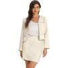 imageAllegra K 2 Piece Tweed Plaid Skirt Set for Womens Business Collarless Blazer and Mini Skirt Suit SetsWhite
