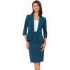 imageAllegra K Business Skirt Suit Set for Womens 2 Piece Office Work Outfit Collarless Blazer Pencil SkirtLake Blue