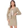 imageAllegra K Business Suit Set for Womens 2 Piece Outfits Plaid Tweed Easter Short Blazer Jacket and Skirt SetsKhaki