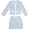 imageAllegra K Business Suit Set for Womens 2 Piece Outfits Plaid Tweed Easter Short Blazer Jacket and Skirt SetsLight Blue