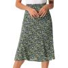 imageAllegra K Floral Skirt for Womens Elastic Waist ALine Midi SkirtsBlack Green