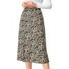 imageAllegra K Floral Skirt for Womens Elastic Waist ALine Midi SkirtsBlue Brown