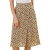 imageAllegra K Floral Skirt for Womens Elastic Waist ALine Midi SkirtsBrown Orange