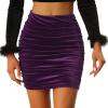 imageAllegra K Halloween Velvet Skirt for Womens Party Bodycon Ruched Mini SkirtsPurple