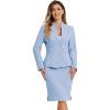 imageAllegra K Suits 2 Piece Skirt Set for Womens Business Office Outfits Collarless Blazer Pencil Skirts Suit SetsSky Blue