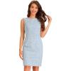 imageAllegra K Tweed Dress for Womens Summer Sleeveless Elegant Plaid Bodycon DressesLight Blue