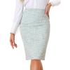 imageAllegra K Tweed Skirt for Womens Office Work High Waist Split Bodycon Plaid Pencil SkirtsWhite Blue