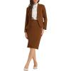 imageAllegra K Womens 2 Piece Skirt Suit Set Business Long Sleeve Blazer and Pencil Skirt OutfitsBrown