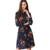 imageAllegra K Womens Button Down Vintage Polka Dots Dresses Collar Tie Belted Floral Shirt DressDark Blue