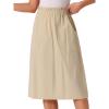imageAllegra K Womens Cotton ALine Skirt Elastic Waist Casual Peasant Midi Skirts with PocketsKhaki