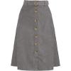 imageAllegra K Womens High Waist Button Front ALine Belted Corduroy Midi SkirtMid Grey
