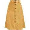 imageAllegra K Womens High Waist Button Front ALine Belted Corduroy Midi SkirtYellow