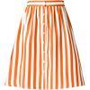 imageAllegra K Womens Striped Button Front Elastic Back Waist ALine Midi SkirtOrange