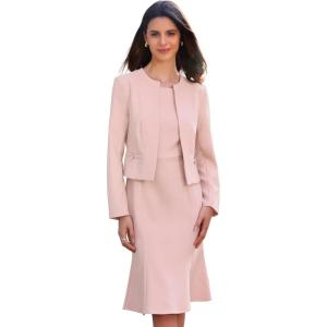 imageAllegra K 2 Piece Suit Dress Set for Womens Business Sleeveless Dress and Crop BlazerPink