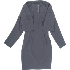 imageAllegra K Business Blazer Dress Suit Sets for Women Casual Long Sleeve Blazer and Sleeveless Dresses Work Office OutfitsGrey