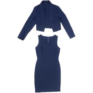 imageAllegra K Business Blazer Dress Suit Sets for Women Casual Long Sleeve Blazer and Sleeveless Dresses Work Office OutfitsNavy Blue
