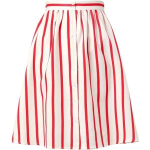 imageAllegra K Womens Striped Button Front Elastic Back Waist ALine Midi SkirtRed