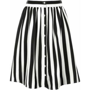 imageAllegra K Womens Striped Button Front Elastic Back Waist ALine Midi SkirtWhite Black