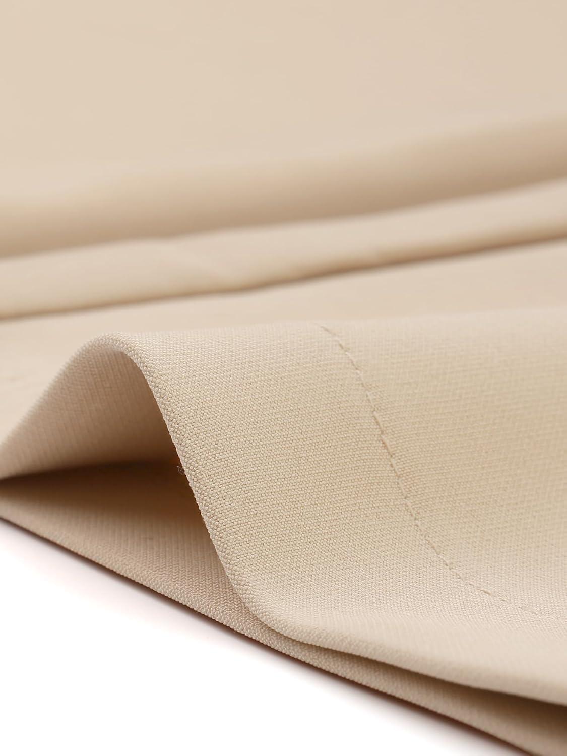imageAllegra K Elegant Business Pants for Womens Elastic Waist Button Decor Straight Leg Work TrousersBeige