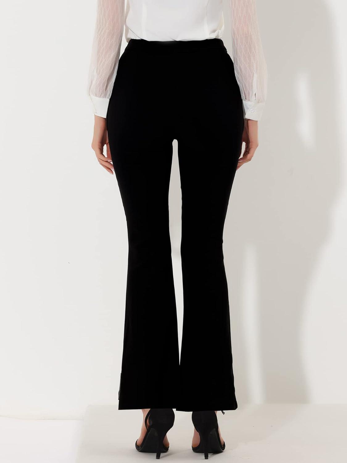 imageAllegra K Elegant Work Office Business Pants for Womens Solid High Waist Split Hem Flare Leg Long Pant