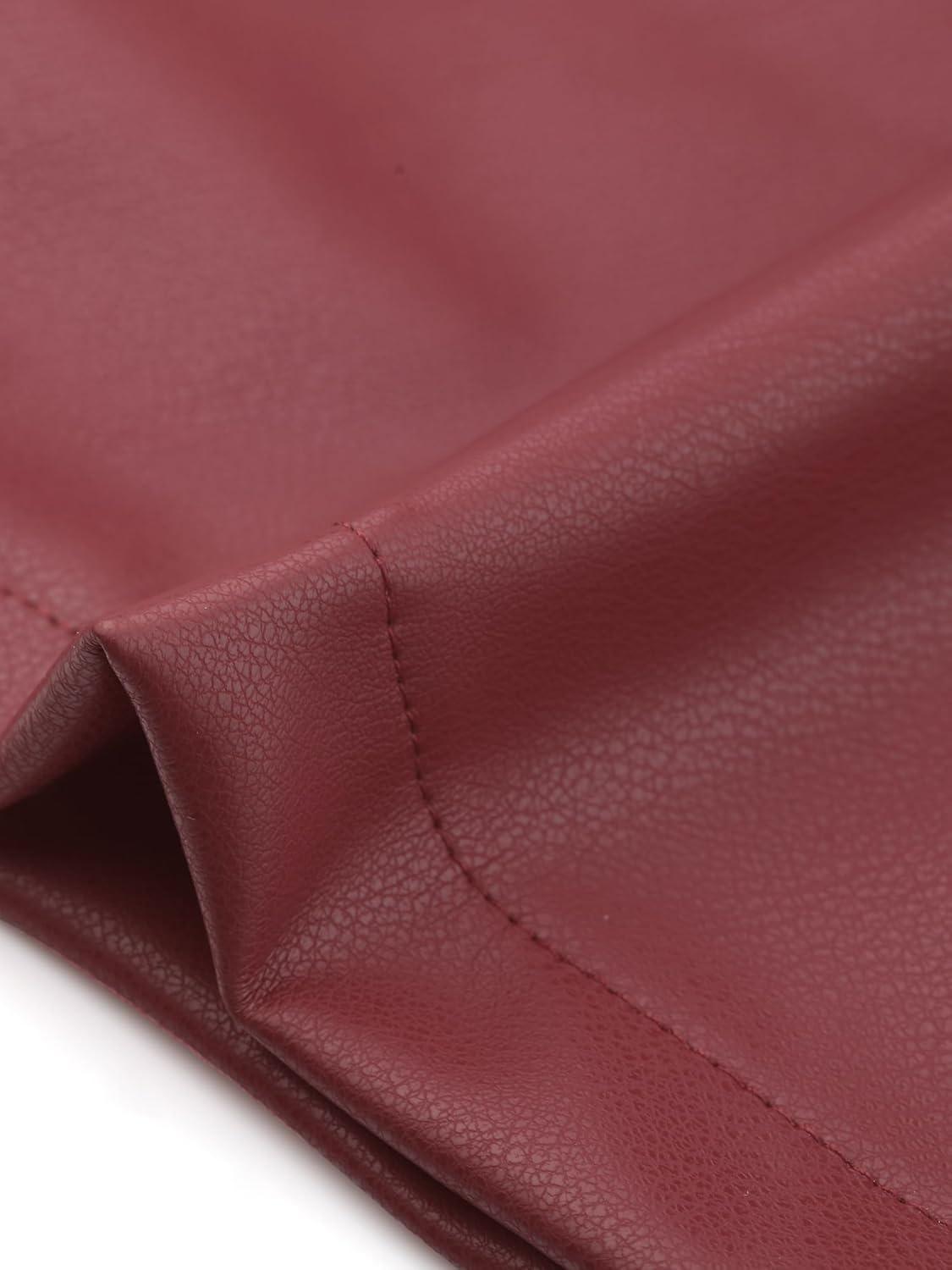 imageAllegra K Faux Leather Casual Pant for Womens High Waist Bell Bottom Flared Long PU TrouserBurgundy