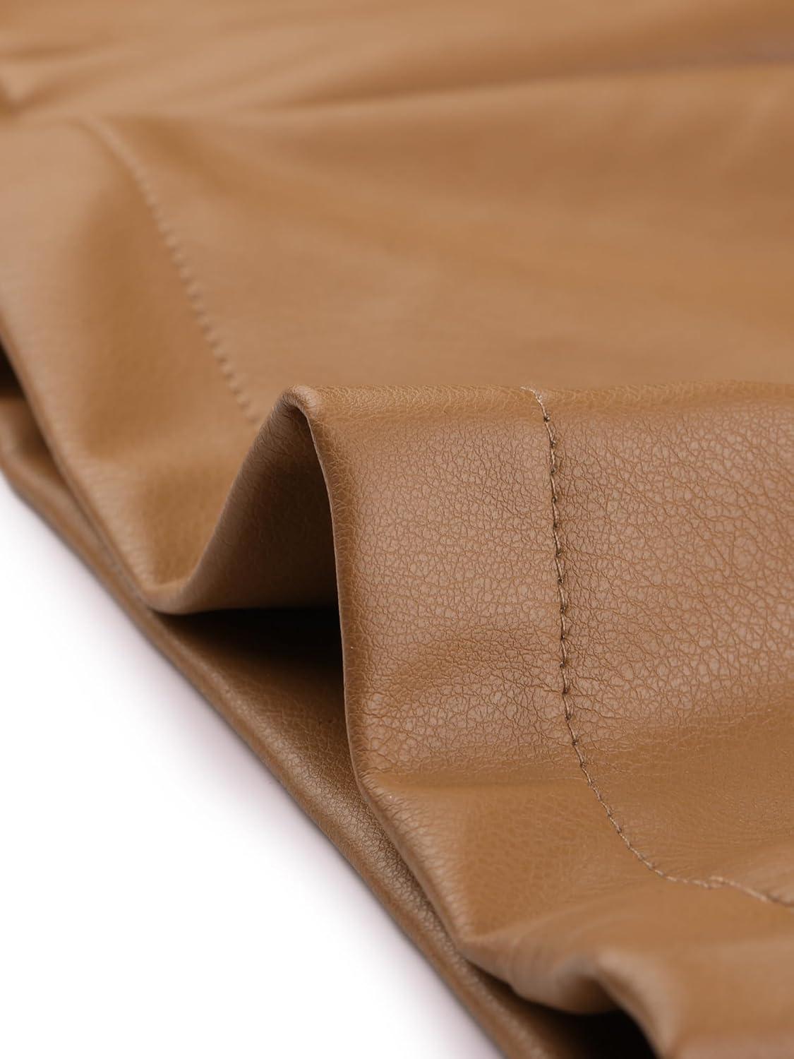 imageAllegra K Faux Leather Pants for Womens High Waist Straight Leg Punk PU TrousersKhaki