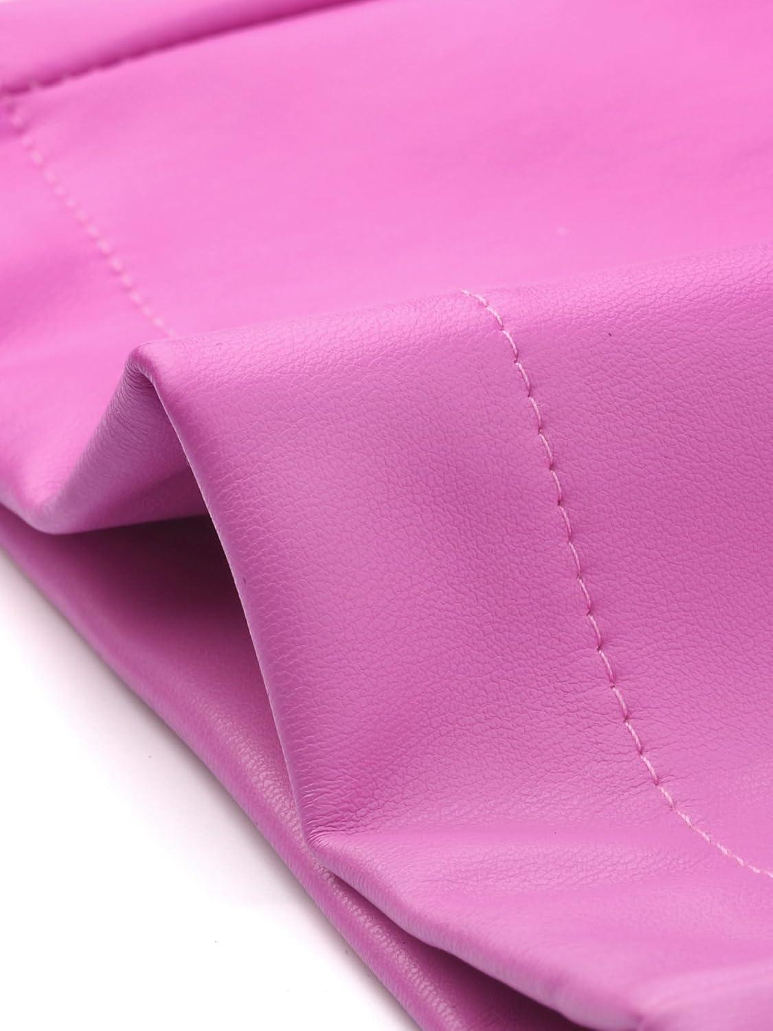 imageAllegra K Faux Leather Pants for Womens High Waist Straight Leg Punk PU TrousersPink
