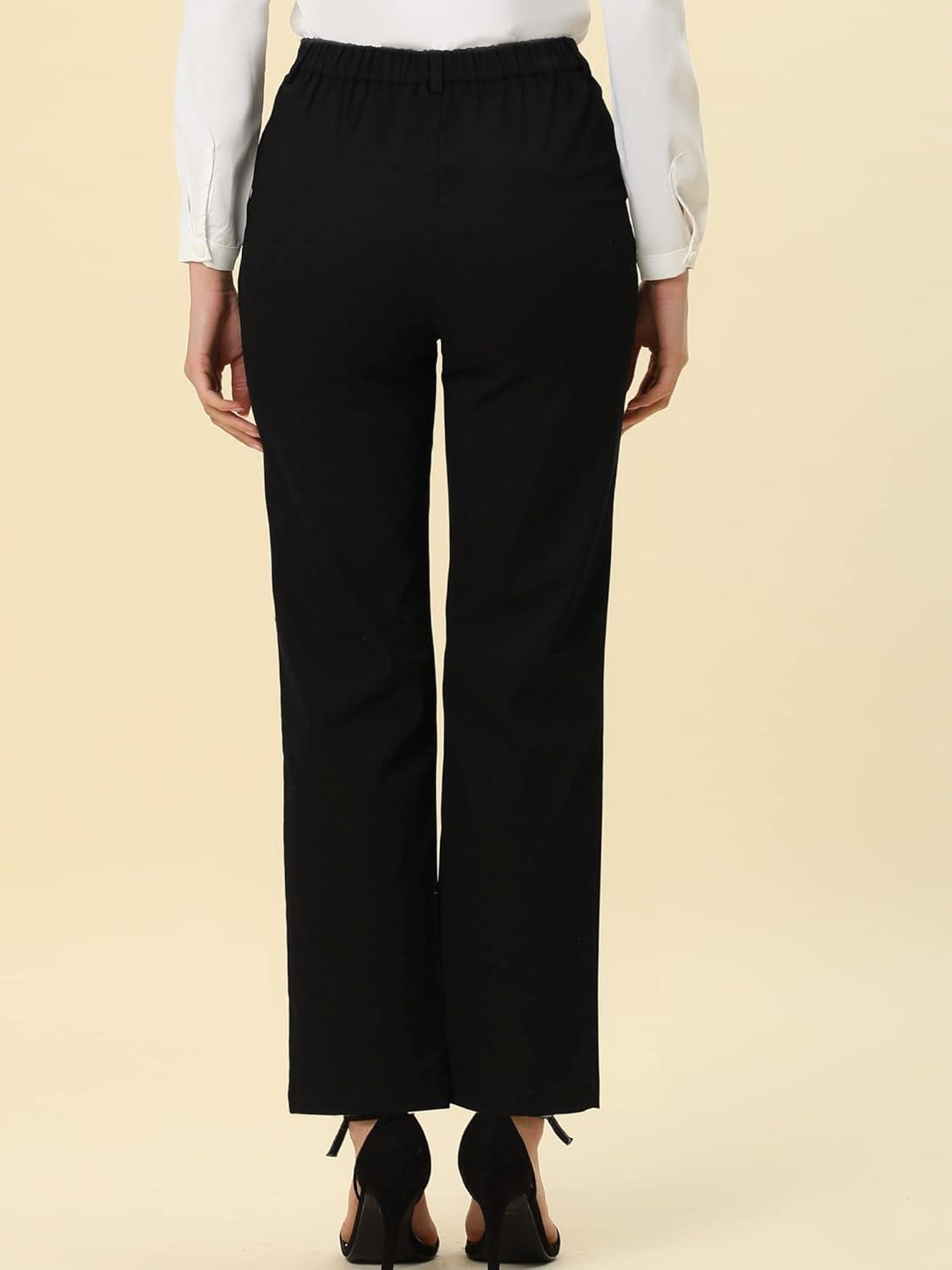 imageAllegra K Office Trousers for Womens High Waist Straight Leg Bootcut Work Pants