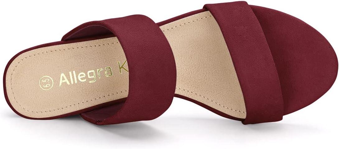 imageAllegra K Womens Block Heel Dual Straps Slide SandalsBurgundy