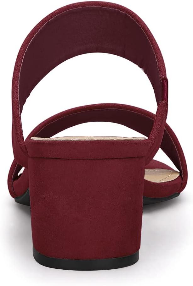 imageAllegra K Womens Block Heel Dual Straps Slide SandalsBurgundy