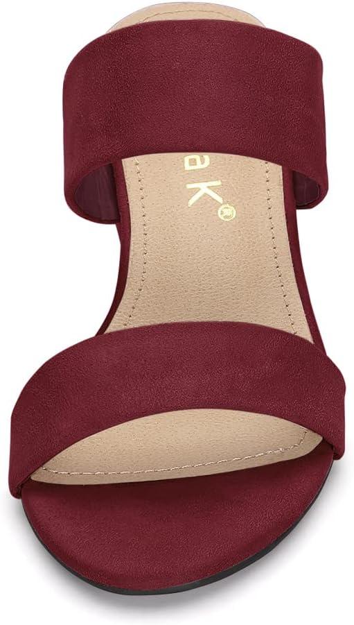 imageAllegra K Womens Block Heel Dual Straps Slide SandalsBurgundy