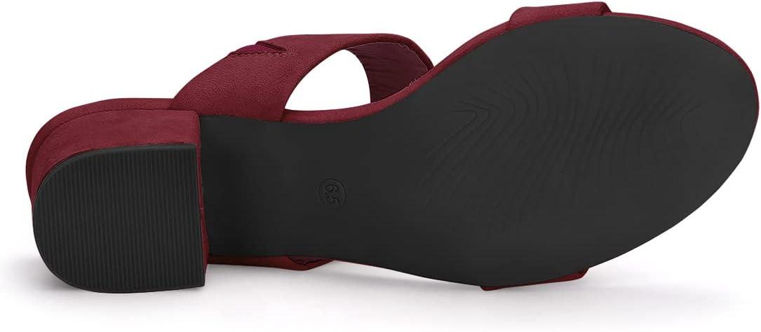 imageAllegra K Womens Block Heel Dual Straps Slide SandalsBurgundy