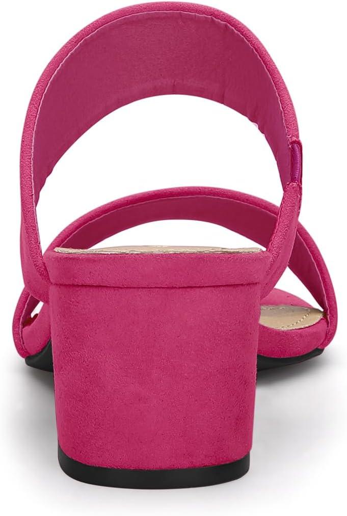 imageAllegra K Womens Block Heel Dual Straps Slide SandalsHot Pink