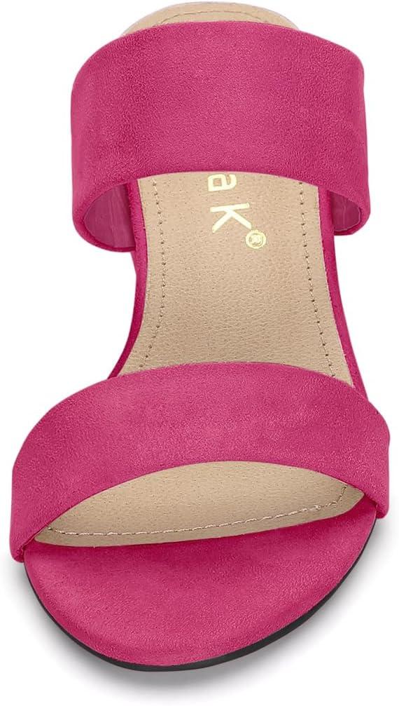 imageAllegra K Womens Block Heel Dual Straps Slide SandalsHot Pink