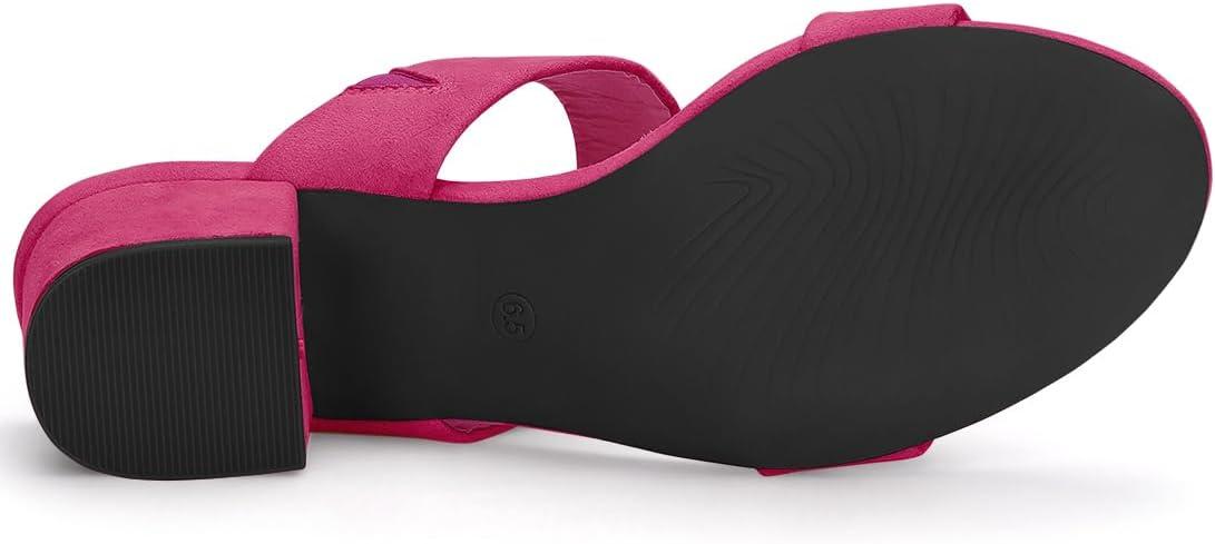 imageAllegra K Womens Block Heel Dual Straps Slide SandalsHot Pink