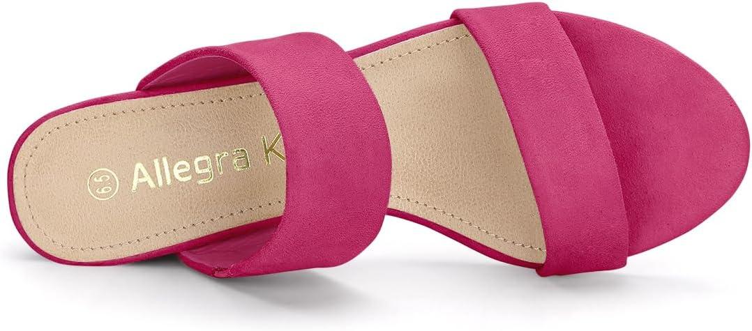 imageAllegra K Womens Block Heel Dual Straps Slide SandalsHot Pink