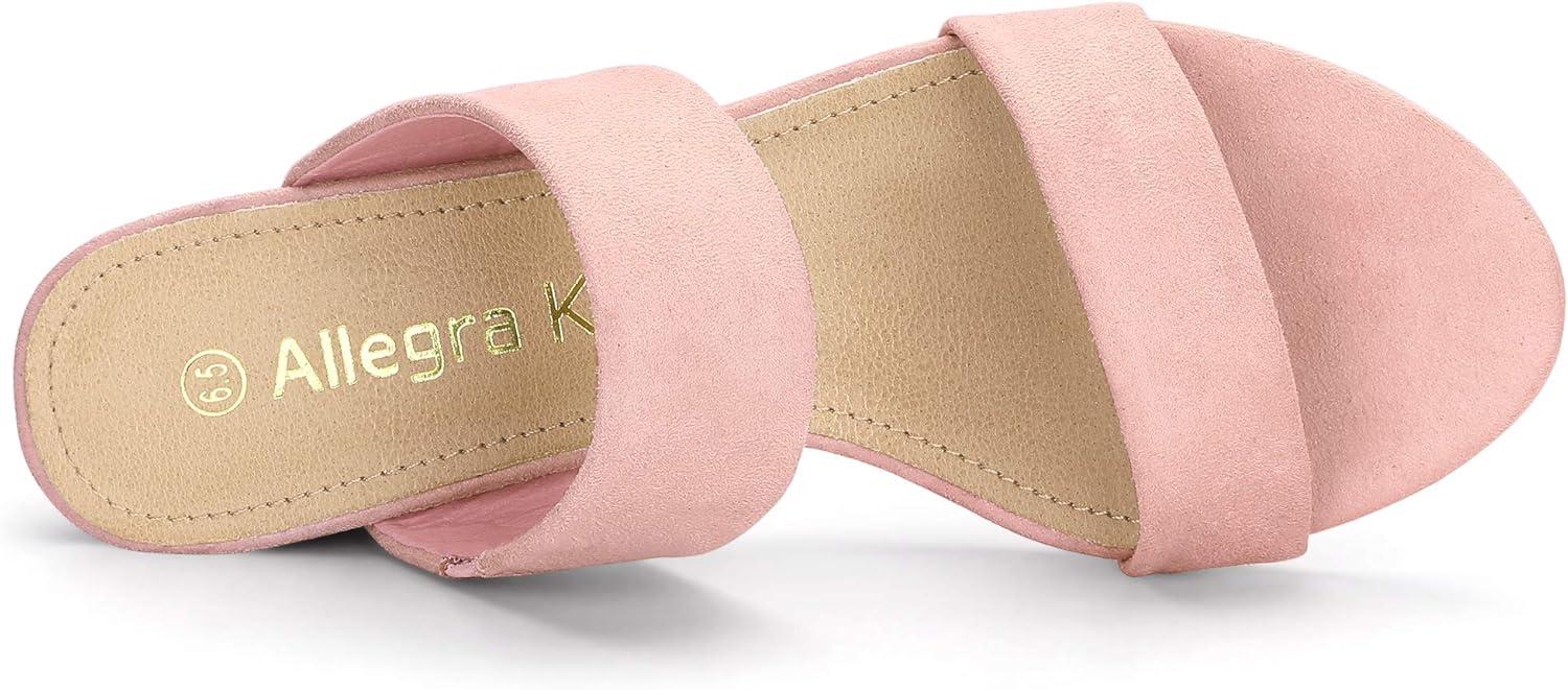 imageAllegra K Womens Block Heel Dual Straps Slide SandalsLight Pink