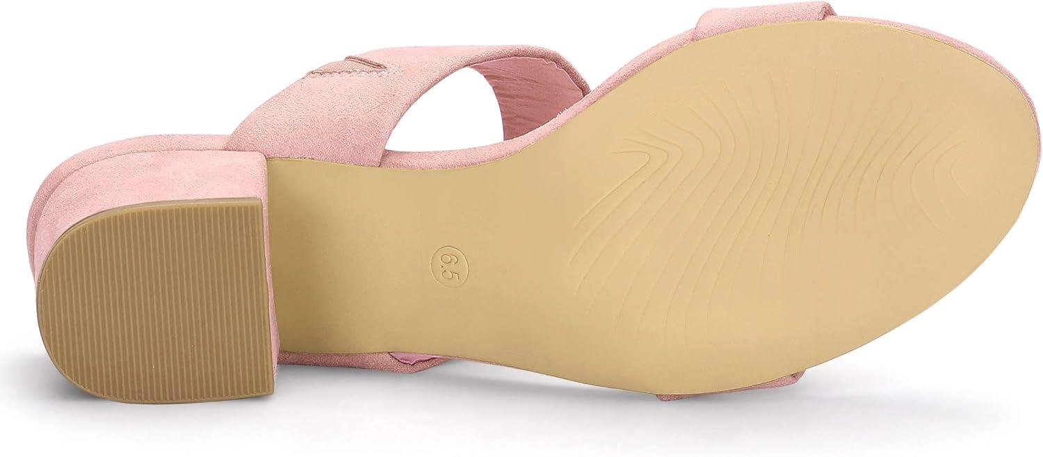 imageAllegra K Womens Block Heel Dual Straps Slide SandalsLight Pink