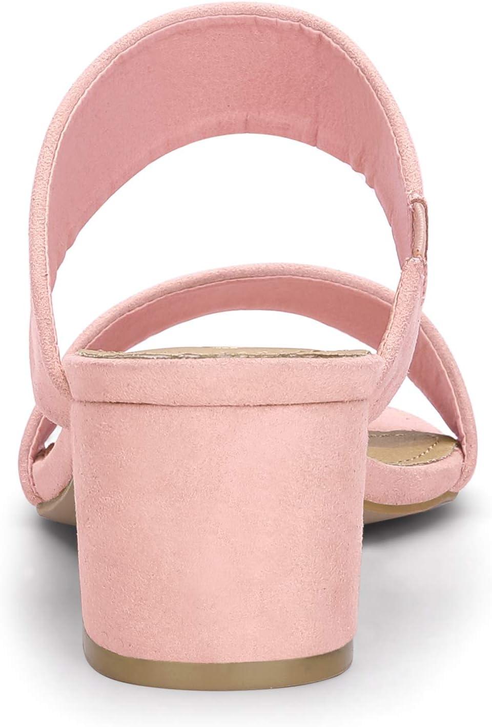 imageAllegra K Womens Block Heel Dual Straps Slide SandalsLight Pink