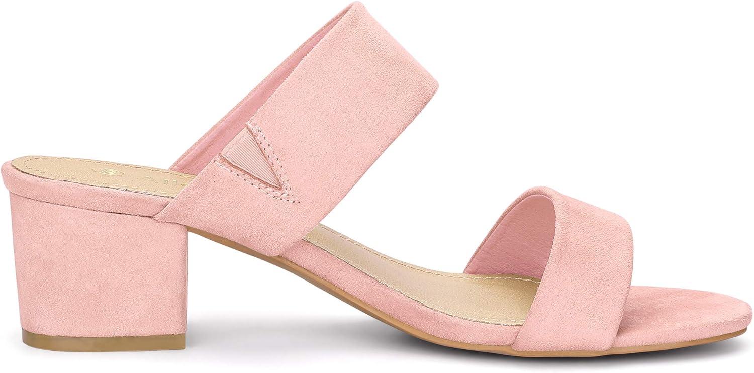 imageAllegra K Womens Block Heel Dual Straps Slide SandalsLight Pink